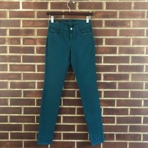 J Brand Skinny jeans 620 in teal blue green color size 25